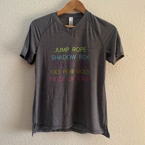 Girls Ivivva Lululemon Jump Rope Shadow Box Gray Short Sleeve T-Shirt 14